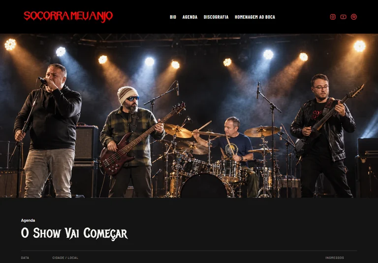 Página inicial do site da banda Socorra Meu Anjo